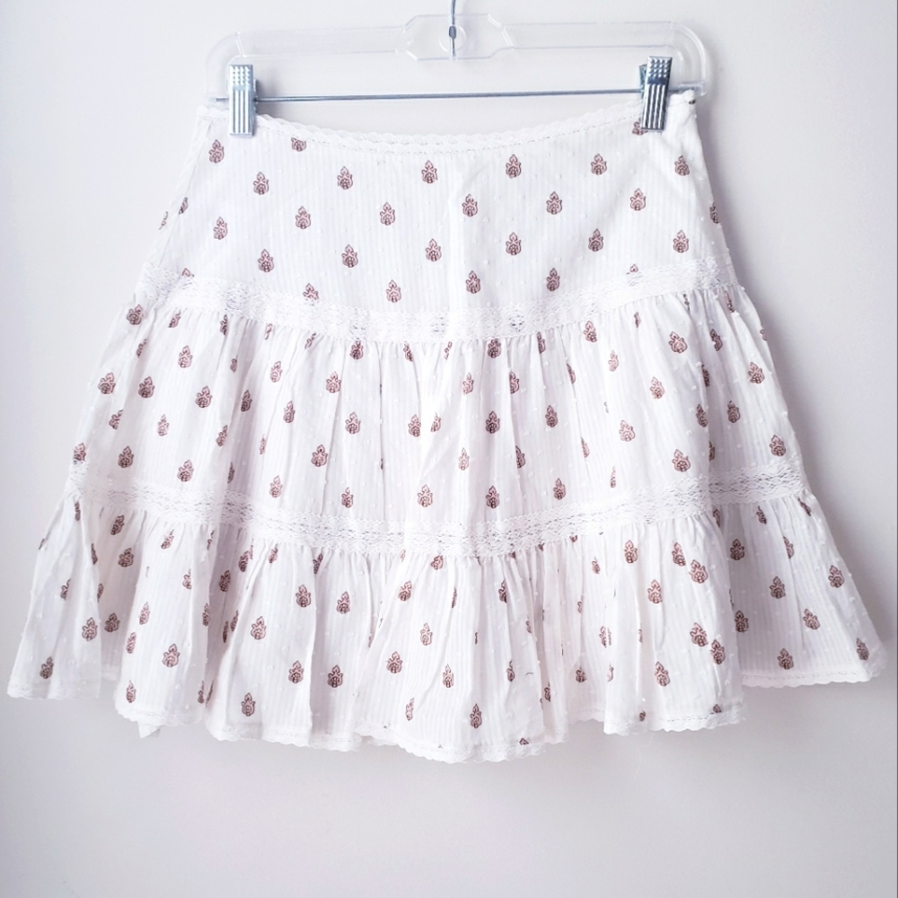 Shabby Chic Cotton Print Mini Skirt
